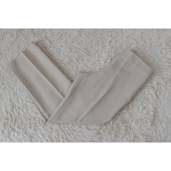 Vintage 00s Mid-Waist Beige Chalk Stripe Trousers | 30‎ waist - Picture 6 of 10